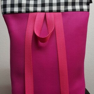 Mochila vichy magenta espalda