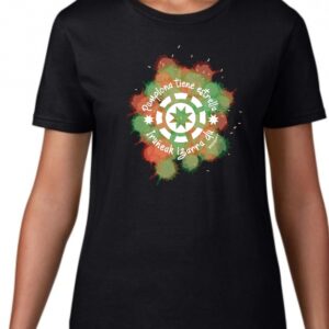 Camiseta acuarelas sobre negro, mujer