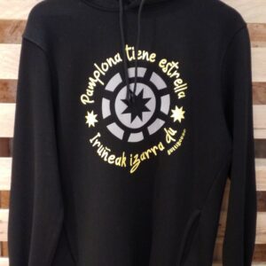 Sudadera Unisex, negra, Pamplona Tiene estrella